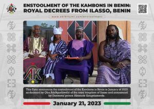Read more about the article Enstoolment of the Kambons in Benin: Royal Decrees from Ilasso, Benin (January 21, 2023)